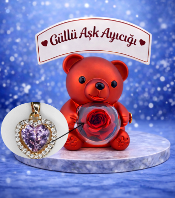 14 AYAR ALTIN KAPLAMA PEMBE KALP KOLYE